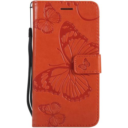 Coque Pour Galaxy A5 2017, Papillon Imprimé Pu En Cuir Coque Magnétique Portefeuille Tpu Étui Housse Pour Samsung Galaxy A5 2017 - Orange