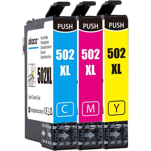 502xl Cartouches D'encre Compatibles Avec Epson 502 502xl (1x Cyan Magenta Jaune), Pour Expression Home Xp 5100 Xp-5105 Xp-5150 Xp-5155, Workforce Wf-2860dwf Wf-2865dwf Wf-2880dwf