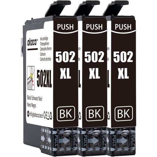502xl Cartouches D'encre Compatibles Avec Epson 502 502xl (3x Noir), Pour Expression Home Xp 5100 Xp-5105 Xp-5150 Xp-5155, Workforce Wf-2860dwf Wf-2865dwf Wf-2880dwf
