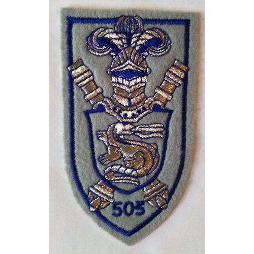 503 Rcc Rgiment De Chars De Combat Xl Leclerc cusson De L'insigne En Feutrine Et Broderie Bleue Grise