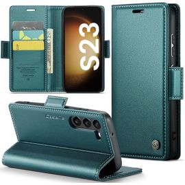 Coque Pour Samsung Galaxy S23 5g Etui Rfid Protection Housse En Premium Cuir Pochette Portefeuille Rabat Clapet Case Porte Carte Magnétique Étui Pour Samsung Galaxy S23 5g 6.1'' - Vert