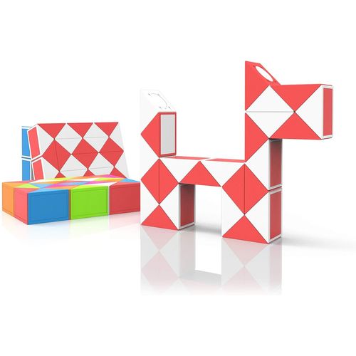 Serpent Magique Avec 24 Blocs, Magic Snake Cube Twist Puzzle - Jeux De Puzzles 3d Fidget Cube Serpent Magique Cadeau Anniversaire Pour Enfants Et Adultes - 1 Pack (Rouge)