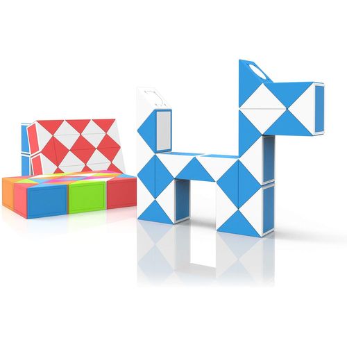 Serpent Magique Avec 24 Blocs, Magic Snake Cube Twist Puzzle - Jeux De Puzzles 3d Fidget Cube Serpent Magique Cadeau Anniversaire Pour Enfants Et Adultes - 1 Pack (Bleu)