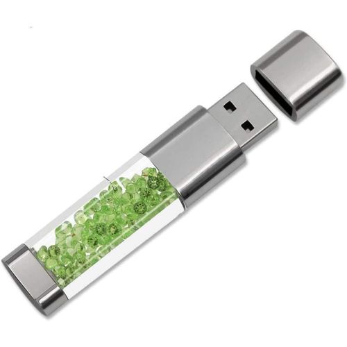 Clé USB 3.0 64Go 32Go 16Go Nouveau Bijoux Cristal USB 3.0 Flash Drive, Externe Cadeau pour Cadeaux d'anniversaire, Cadeaux De Noël, Cadeaux De Mariage (16Go, Vert)