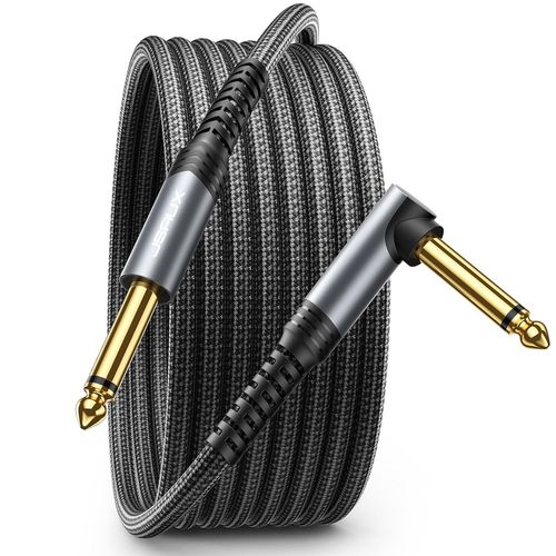 Câble de guitare 1/4"" 6 m compatible avec guitare électrique, basse, batterie, pédales, amplificateur, préamplificateur, tables de mixage, tuner, haut-parleurs, acoustique, câble de guitare à