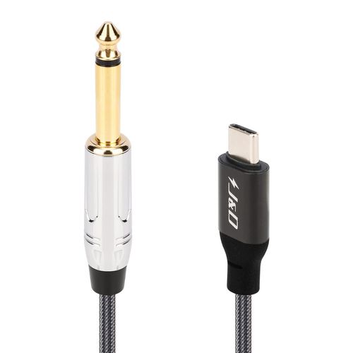Usb Type C À 6,35 Mm 1/4 ""Ts Guitare Câble Audio Câble Microphone Pour Enregistrement, Basse, Piano Électronique, Compatible Avec Iphone 15/15 Plus/15 Pro/15 Pro Max, Ipad, Imac, 2 M