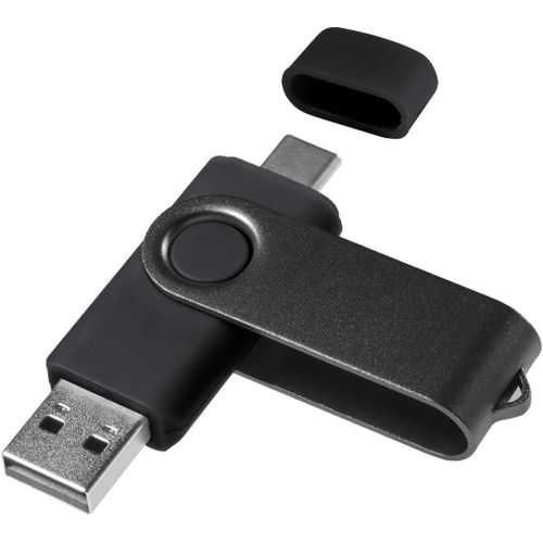 Clé USB C 16 Go 1 pièce, OTG USB C Pen Drive, USB 3.0 et USB C Flash Drive, Clé USB Type C Mémoire Stick pour USB A + USB C Smartphone Android Métal Noir