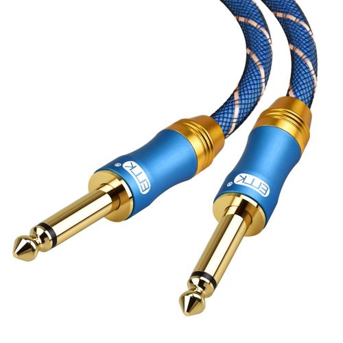 Câble De Guitare Câble D'instrument, 6.35mm 1/4"" Mâle Vers Mâlets Jack Câble Tressé En Nylon Plaqué Or Pour Amplificateur, Électrique Basse, Guitare, Synthétiseur, Clavier (1 M)