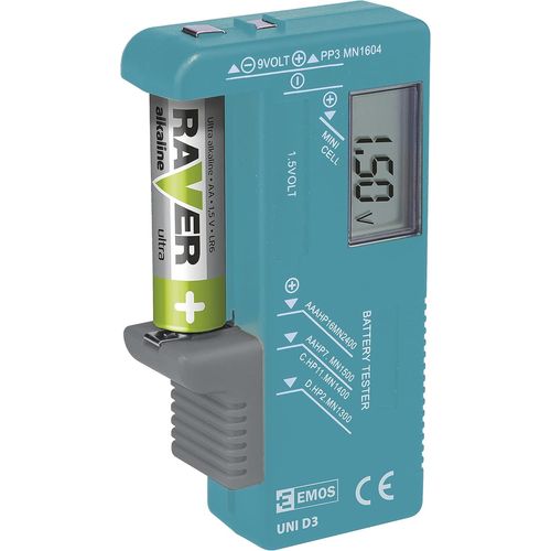 Les eMOS testeur de batterie aA, aAA, c, d, 9 v, d3 uNI