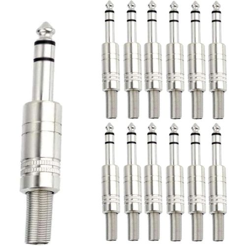 12 pcs 1/10,2 cm TRS souder connecteur Jack 6.35mm,Connecteur Audio Souder 6.35mm,stéréo Souder Connecteur 6.35mm,pour DJ Mixer Câbles de haut-parleur Câbles de guitare