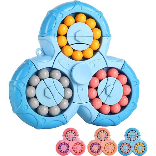 Magic Bean Cube Rotatif ¿ Puzzle créatif en Forme de Cube de Doigt, Jouet éducatif de décompression à Main,Cadeau pour Enfants à partir de 3 Ans pour Noël, Anniversaire, Nouvel an (Bleu)