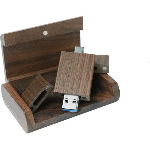 Clé USB C en bois de noyer 8 Go 1 pièce, OTG USB C Pen Drive, USB 3.0 et USB C Flash Drive, Clé USB de type C pour USB A + USB C Smartphone Android