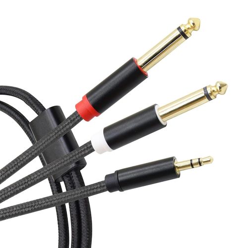 Câble Audio Stéréo Trs 3,5 Mm Vers Double 6,35 Mm Jack Mâle 1/8 Vers 1/4 Mâle Pour Amplificateurs, Guitare, Piano À Clavier, Home Cinéma, Console De Mixage, Écouteurs, 1 M