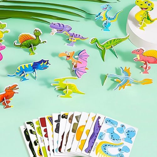 Puzzles de Dessin Animé 3D, 25 PCS Puzzles 3D Éducatifs, Puzzle d'animaux 3D, Dinosaures de Dessin Animé, Jouets Éducatifspuzzle 3D Enfant, 3D Puzzles, pour Educational Toys for Boys & Girls (B)