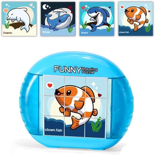 Puzzles Cube Poisson, Puzzle Poisson Puzzle en Bois Montessori Cube Magique Puzzles 3D Jeux Educatif Enfant pour Enfants Tout-Petit GarçOns Filles1 2 3 4 Ans