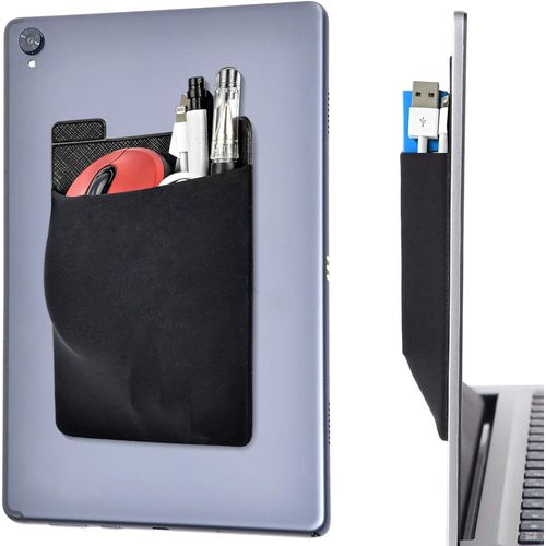 Adhesive Laptop Back Storage Bag [1 Pièce], Sac de Rangement arrière adhésif pour Ordinateur Portable pour Disque Dur Externe, Souris sans Fil, Câbles et écouteurs - Noir