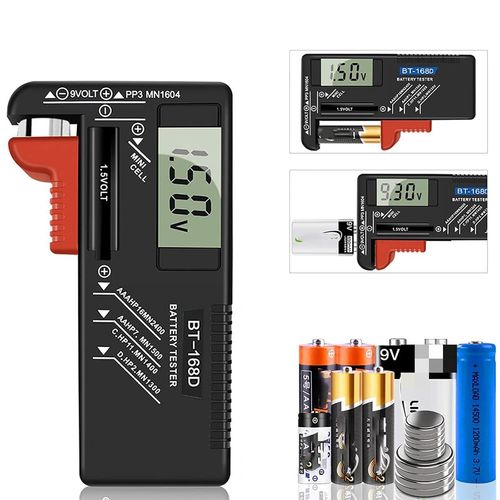 Testeur de Piles numérique,Testeur de Piles Universel,Batterie Testeur,pour AA, AAA, C, D, PP3, 9V, 1.5V, Piles Bouton - Fonctionne sans Pile