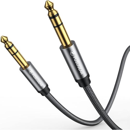 6.35mm Vers 6.35mm Stéréo Câble 1m, 1/4 Mâle Mâletrs Jack Câble Tressé En Nylon Plaqué Or Pour Amplificateur, Électrique Basse, Clavier, Piano, Guitare