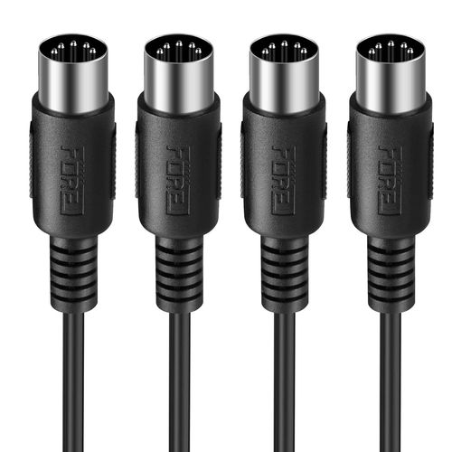 Lot De 2 Câbles Midi Din Mâle Vers Mâle 5 Broches Compatibles Avec Clavier Midi/Synthétiseur/Guitare Multi-Effets/Interface Audio/Mixeur Audio/Amplificateur Audio/Carte Son Externe/Noir 1,8 M