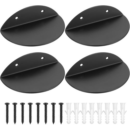 4 Pcs Petite Etagere Murale Noires, Mini Étagère Murale, Petite Étagère Murale, Semi-Circulaires Étagères Murales Flottantes En Métal Pour Salle De Bain Cuisine Bureau Salle De Bain - Noires