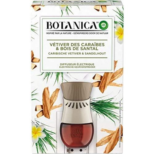 Airwick Botanica Désodorisant Maison Diffuseur Electrique + 1 Recharge D'huile Essentielle De Vétiver/Bois De Santal 19 Ml 