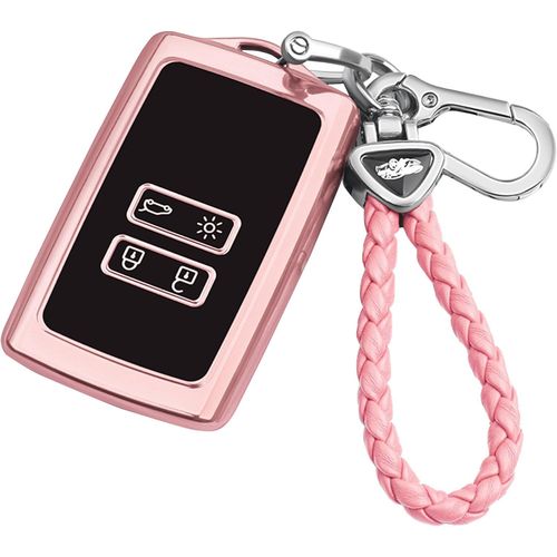 Coque De Clé De Voiture Pour Renault Keyless Smart Tpu 4 Boutons Avec Porte-Clés - Coque De Protection Pour Clé De Voiture Renault Koleos