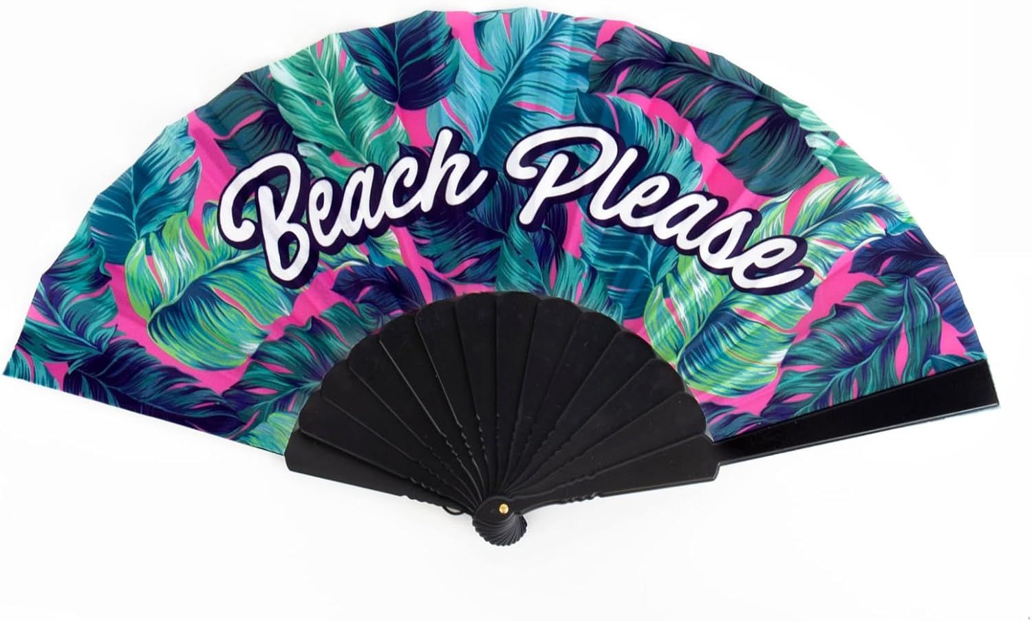 Beach Please Slogan Fan Parapluie Canne 23 Centimeters Bleu (Tropical)
