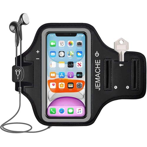 Pour Iphone 15 14 13 12 11 Brassard, Gym Course Exercice Sport Telephone Armband Coque Pour Iphone 15, 14, 13, 12, 11, Xr Avec Porte Carte (Noir)