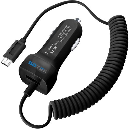 Adaptateur Chargeur De Voiture Micro Usb Avec Câble Compatible Avec Samsung Galaxy S4/S5/S6/S7, J3/J4/J5/J6, Huawei, Nokia, Moto + Port De Charge Usb (Noir)