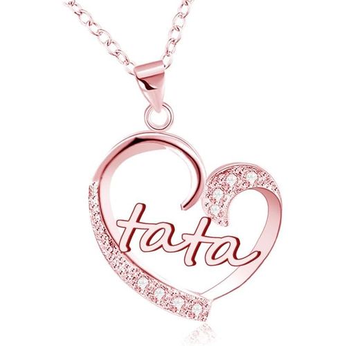 Cadeaux Tata Femmes Colliers Tata Tante Cadeaux De Noël Cadeau D'anniversaire Pour Tata Collier En Forme De Coeur Argenté