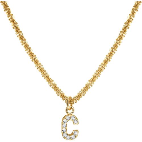Collier Femme Lettre A-Z Collier Or Acier Inoxydable Français Diamants Brillants Initial Prenom Personnalisé Collier Femmes Filles Or Bijoux Cadeaux