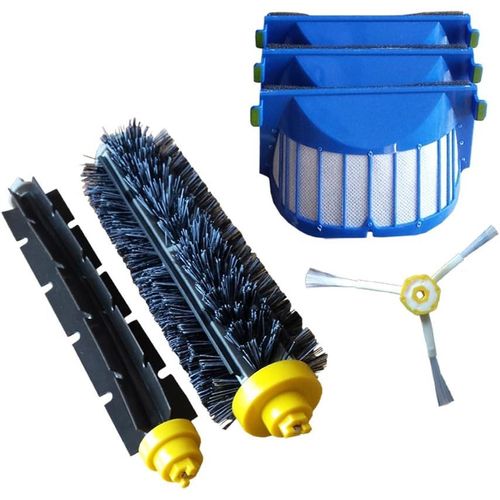 Kit de maintenance premium Kit de service adapté aux robots aspirateurs iRobot Roomba série 600 | Set de brosses + 3 filtres AeroVac + brosse latérale