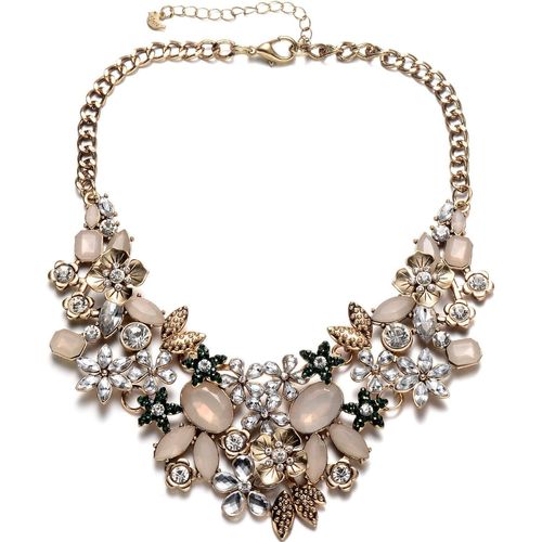 Collier Ras Du Cou Vintage Doré Avec Cristaux Scintillants Pour Fête