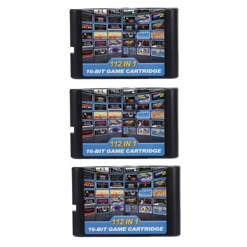 3X Cartouche de 112 en 1 Cartouche de 16 Bits pour Megadrive Cartouche de pour PAL et NTSC