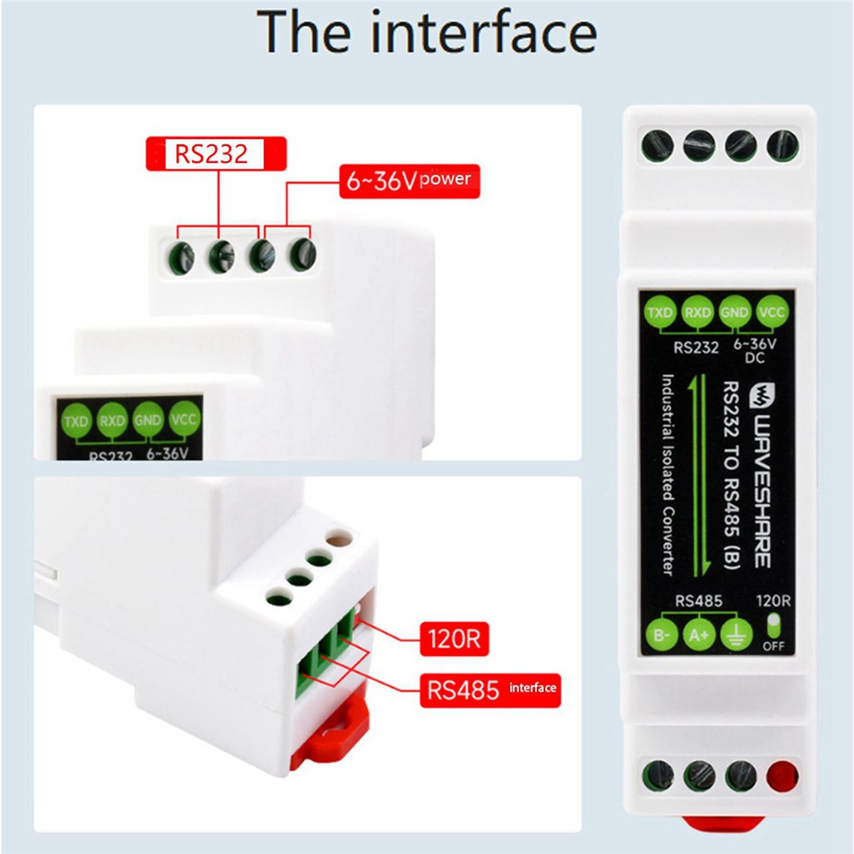3X Convertisseur de Type Rail Industriel RS232 Vers RS485 30... - 4