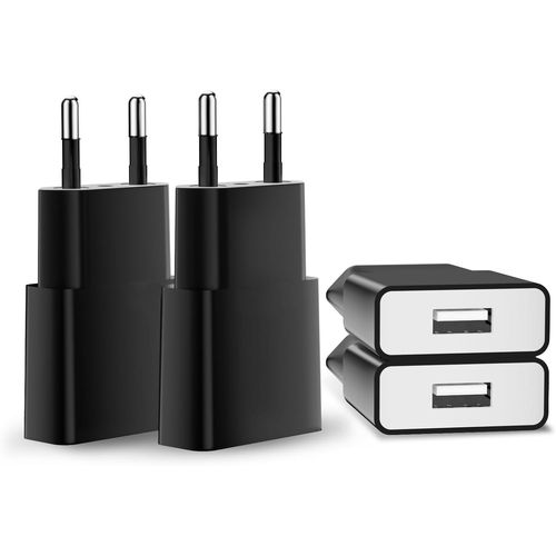 Chargeur Usb 5v/1a 4pack Mini Usb Mural Chargeur Secteur Usb Adaptateur De Prise Universel Compatible Avec Iphone Apple, Samsung, Nexus, Nokia, Huawei, Xiaomi, Htc, Sony, Lg,Tablettes, Mp3-Noir