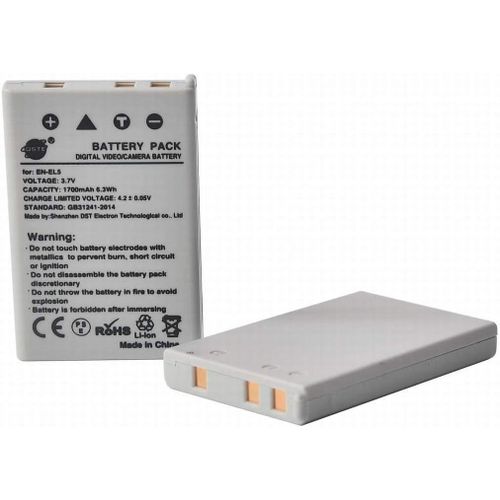 Batterie de Remplacement en 2 pièces en-EL5 Batterie Compatible pour Nikon Coolpix P100 P500 P510 P520 P530 P5000 P5100 P6000 Coolpix S10