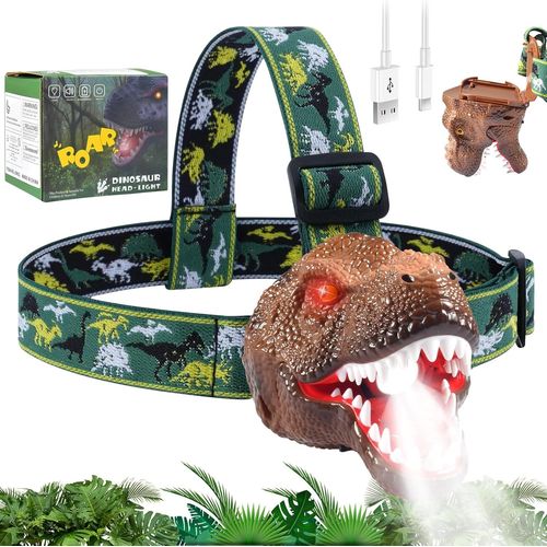 Lampe Frontale Pour Enfants, Lampe Frontale Dinosaure Pour Enfants, Lampe Frontale Led Avec Son Rugissant, Pour Course, Camping, Lecture, Enfant, Cadeau