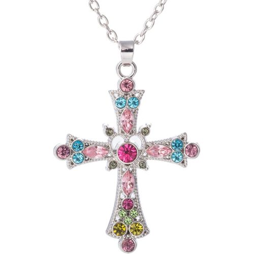 Collier Croix Pour Femmes Cadeau Religieux Bijoux Crucifix Infini Pendentif Cristal Pour Filles Longueur 18 Pouces Avec Chaîne Ajustable
