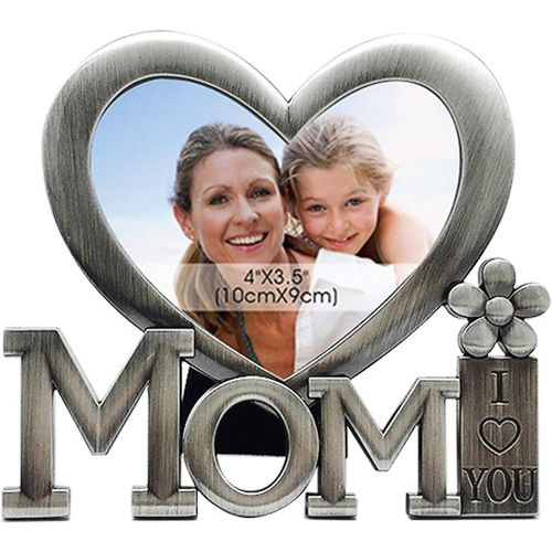 I Love You Cadre Photo, Forme de Coeur Métal Cadre de Décor de Bureau, Cadeau pour la Fête Des Mères ou Anniversaire