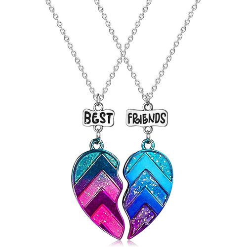 Lot De 2 Best Friends Forever Colliers, Bff Colliers Pour 2 Collier Amitié Colliers Magnétiques Assortis Pour Couple Meilleur Ami Demi-C?ur Pendentif Colliers Cadeaux Pour Femmes Filles