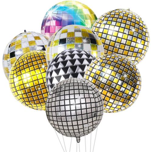8 Pièces Ballons Disco, Ballons en Métal 4D, Ballons Gonflables en  Aluminium Décoration de Fête Disco, Ballons Métalliques Grand Miroir 4D pour  Fête de Danse Disco Fête d'Anniversaire