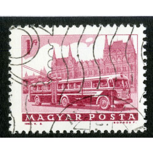 Timbre Oblitéré Magyar Posta, 1963, Autobus, 1 Ft