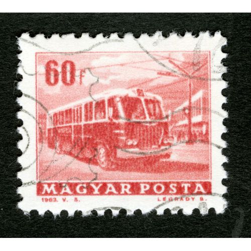 Timbre Oblitéré Magyar Posta, 1963, Autobus, 60 F