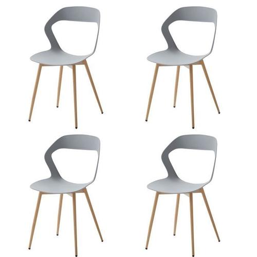 Lot De 4 Chaises - Chaise De Salle À Manger - Chaise Avec Pieds En Métal - Contemporain - Gris