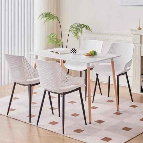 Dowisdoly Lot De 4 Chaises De Salle À Manger - Chaises Style Scandinave - Pieds Métal - 54x49x82cm(Blanc)