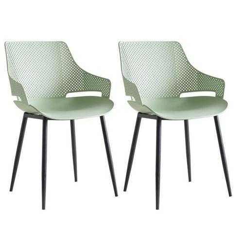 Dowisdoly Lot De 2 Chaises De Salle À Manger - Chaises Style Scandinave - Pieds Métal - 54x49x82cm(Vert)