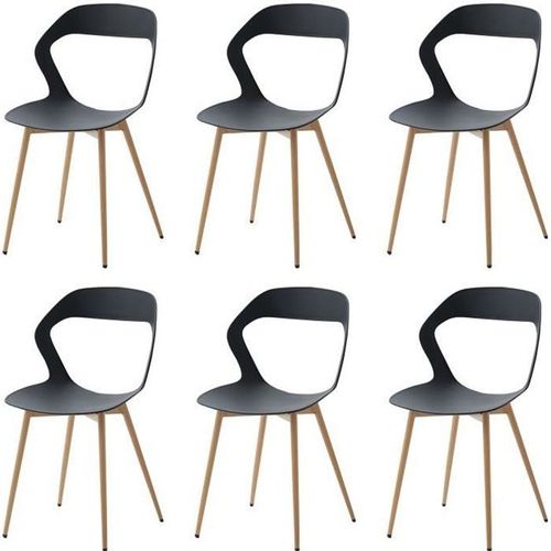 Lot De 6 Chaises - Chaise De Salle À Manger - Chaise Avec Pieds En Métal - Contemporain - Noir