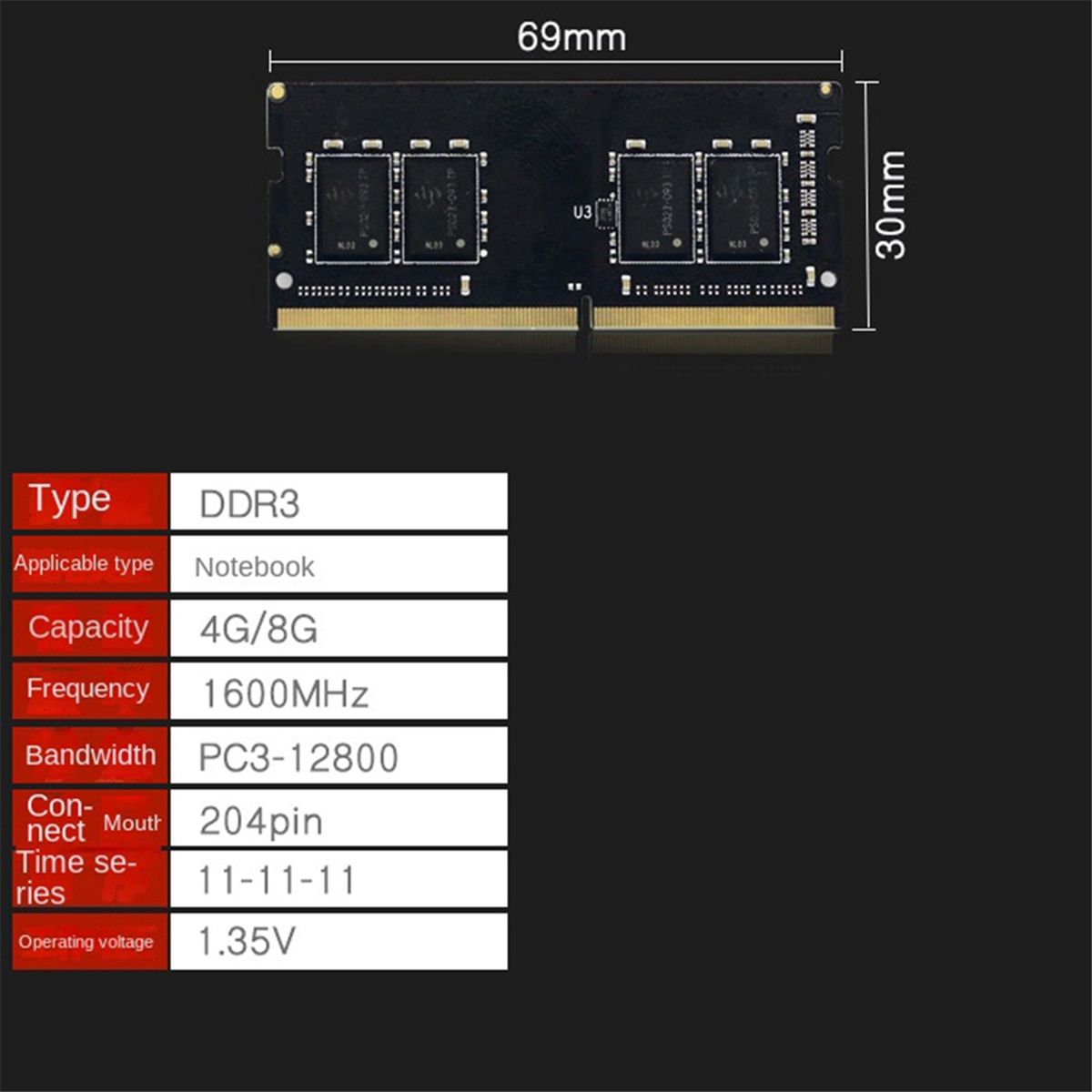 MMoire pour Ordinateur Portable DDR3 DDR3L 4 Go 1333 1600 D... - 3
