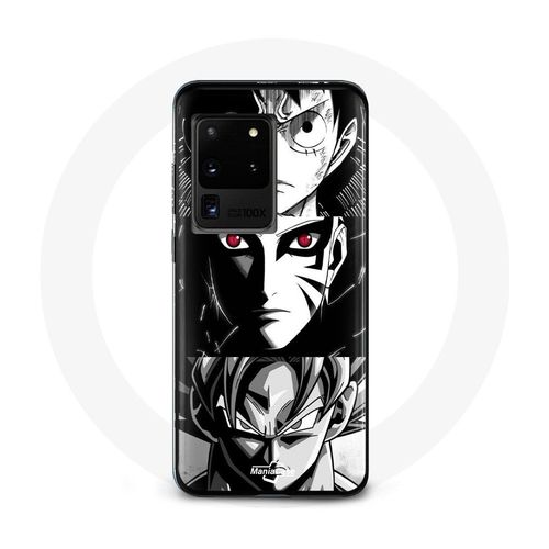 Coque Pour Samsung Galaxy S20 Ultra Sangoku Naruto Luffy One Piece Dragon Ball Z Fond Noir Et Blanc Anime Manga